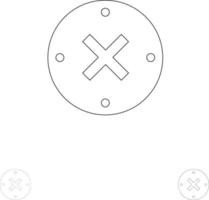 Close Cross Delete Cancel Bold and thin black line icon set vector