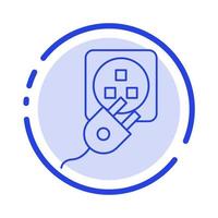 Plug Electric Electric Cord Charge Blue Dotted Line Line Icon vector