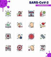 CORONAVIRUS 16 Flat Color Filled Line Icon set on the theme of Corona epidemic contains icons such as medical antivirus safety virus sign viral coronavirus 2019nov disease Vector Design Elements