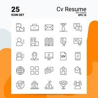 25 CV Resume Icon Set 100 Editable EPS 10 Files Business Logo Concept Ideas Line icon design vector