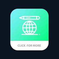 World Education Globe Pencil Mobile App Button Android and IOS Line Version vector