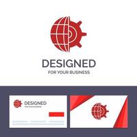 Creative Business Card and Logo template Gear Globe Setting Business Vector Illustration