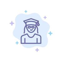 Cap Education Graduation Woman Blue Icon on Abstract Cloud Background vector