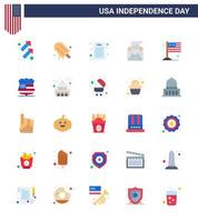 25 USA Flat Pack of Independence Day Signs and Symbols of flag mail declaration invitation envelope Editable USA Day Vector Design Elements