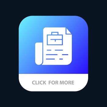 documento trabajo archivo bolsa aplicación móvil botón android e ios versión de glifo vector