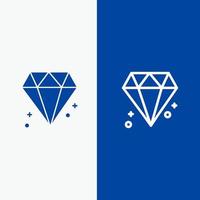 Diamond Canada Jewel Line and Glyph Solid icon Blue banner Line and Glyph Solid icon Blue banner vector