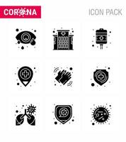 corona virus prevention covid19 tips to avoid injury 9 Solid Glyph Black icon for presentation dry medical recovery hands location viral coronavirus 2019nov disease Vector Design Elements