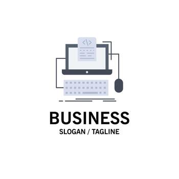 código codificación computadora monobloque pantalla color plano icono vector