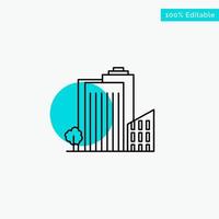 Building Build Dormitory Tower Real Estate turquoise highlight circle point Vector icon