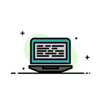 Laptop Coding Code Screen Computer  Business Flat Line Filled Icon Vector Banner Template