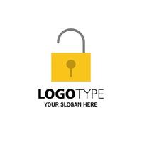 Lock Unlocked User Interface Business Logo Template Flat Color vector