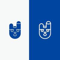 Animal Bunny Face Rabbit Line and Glyph Solid icon Blue banner Line and Glyph Solid icon Blue banner vector