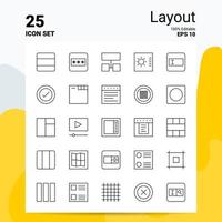 25 Layout Icon Set 100 Editable EPS 10 Files Business Logo Concept Ideas Line icon design vector