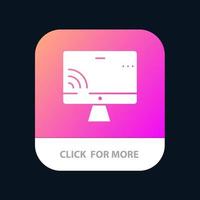 pantalla monitor pantalla wifi aplicación móvil botón android e ios versión glifo vector