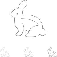 Bunny Easter Easter Bunny Rabbit Bold and thin black line icon set vector