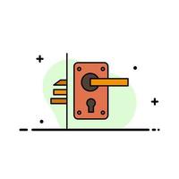 Lock Door Handle Keyhole Home  Business Flat Line Filled Icon Vector Banner Template