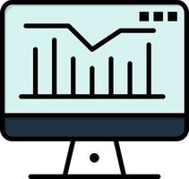 Computer Static Graph Monitor  Flat Color Icon Vector icon banner Template