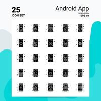 25 conjunto de iconos de aplicaciones de Android 100 archivos editables eps 10 ideas de concepto de logotipo de empresa diseño de icono de glifo sólido vector