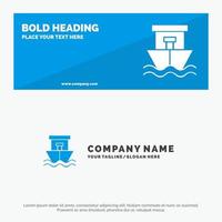barco playa barco verano icono sólido sitio web banner y plantilla de logotipo de empresa vector