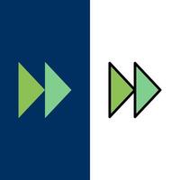 Control Fast Forward Media Video  Icons Flat and Line Filled Icon Set Vector Blue Background