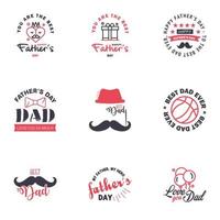 Happy fathers day 9 Black and Pink vintage retro type font Illustrator eps10 Editable Vector Design Elements