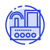 Router Device Signal Wifi Radio Blue Dotted Line Line Icon vector