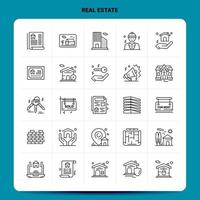 OutLine 25 Real Estate Icon set Vector Line Style Design Black Icons Set Linear pictogram pack Web and Mobile Business ideas design Vector Illustration