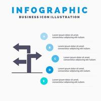 flecha dirección navegación sólido icono infografía 5 pasos presentación antecedentes vector