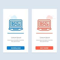 Laptop Coding Code Screen Computer  Blue and Red Download and Buy Now web Widget Card Template vector