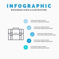 Briefcase Business Case Documents Marketing Portfolio Suitcase Line icon with 5 steps presentation infographics Background vector