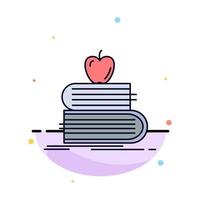 back to school school student books apple Flat Color Icon Vector