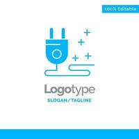 enchufe cable marketing azul sólido logotipo plantilla lugar para eslogan vector