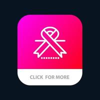 Cancer Oncology Ribbon Medical Mobile App Button Android and IOS Line Version vector