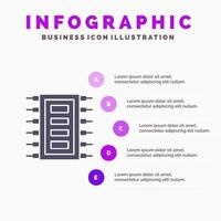 Tech Hardware Chip Computer Connect Solid Icon Infographics 5 Steps Presentation Background vector