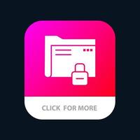 Data Folder Password Protection Secure Mobile App Button Android and IOS Glyph Version vector