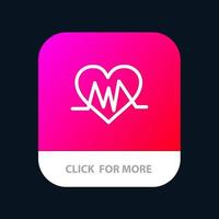 Medical Heart Heartbeat Pulse Mobile App Button Android and IOS Line Version vector