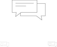 chat burbuja burbujas comunicación conversación social discurso audaz y delgada línea negra conjunto de iconos vector
