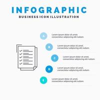 Checklist To Do List Work Task Notepad Line icon with 5 steps presentation infographics Background vector