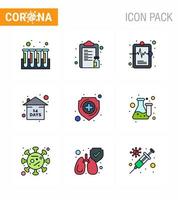 Coronavirus Precaution Tips icon for healthcare guidelines presentation 9 Filled Line Flat Color icon pack such as protection quarantine paper event medical record viral coronavirus 2019nov disea vector