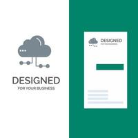 Cloud Share Computing Network Grey Logo Design and Business Card Template vector