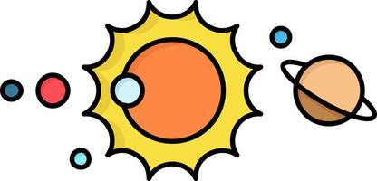 solar system universe solar system astronomy Flat Color Icon Vector