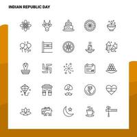 Set of Indian Republic Day Line Icon set 25 Icons Vector Minimalism Style Design Black Icons Set Linear pictogram pack