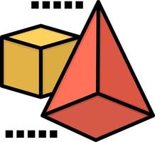 3dModel 3d Box Triangle  Flat Color Icon Vector icon banner Template