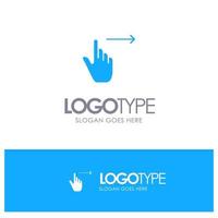 Finger Gestures Right Slide Swipe Blue Solid Logo with place for tagline vector