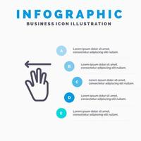 mano mano cursor arriba icono de línea izquierda con 5 pasos presentación infografía fondo vector