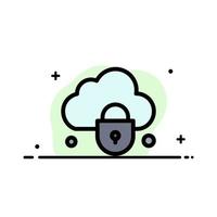 Internet Cloud Lock Security  Business Flat Line Filled Icon Vector Banner Template