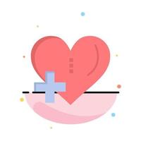 Heart Love Add Plus Abstract Flat Color Icon Template vector