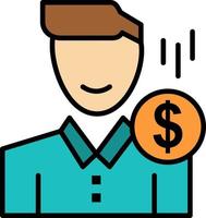 Cost Fee Male Money Payment Salary User  Flat Color Icon Vector icon banner Template