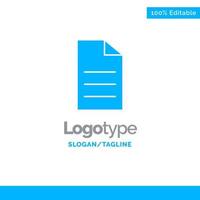 File Data User Interface Blue Solid Logo Template Place for Tagline vector