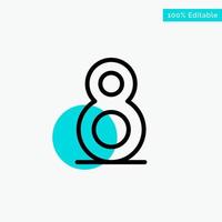 Eight 8th 8  turquoise highlight circle point Vector icon